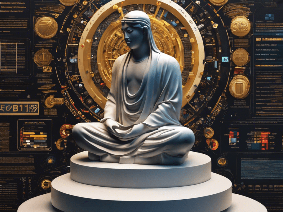 pondering figure surrounded by diverse symbols representing different programming languages like Python, Java, C++, and JavaScript, with a balance scale in front